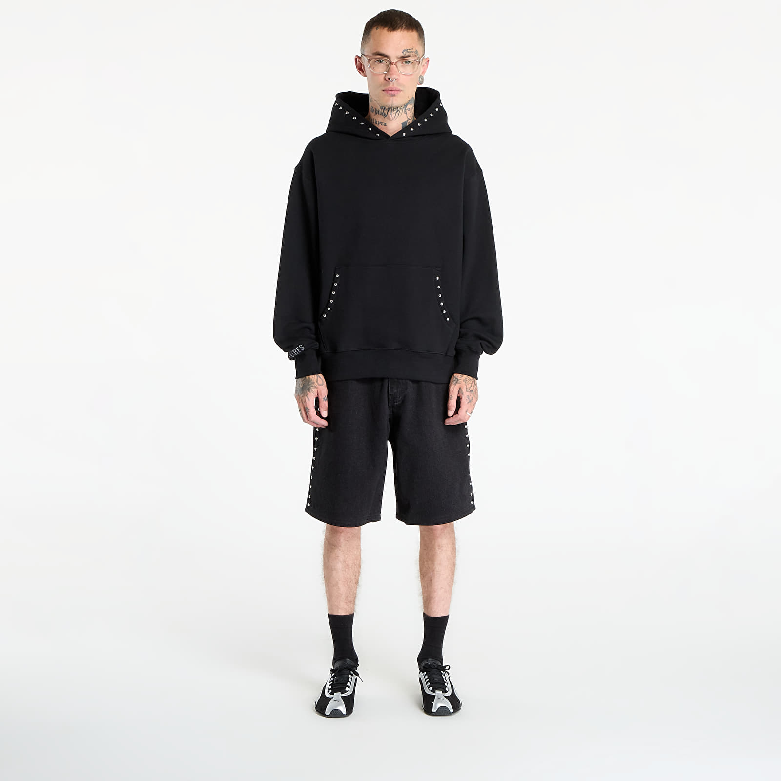 Hoodies and sweatshirts PLEASURES Daft Club Lucky Studded Hoodie Black