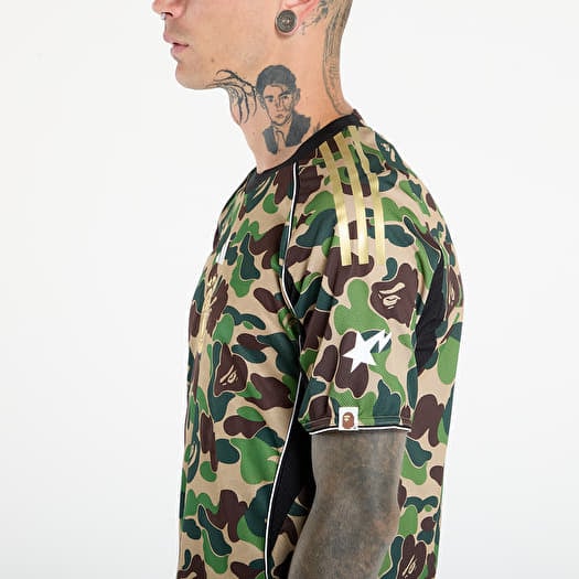 ウェア adidas x A BATHING APE BAPE Jersey Tops Adidas X Bape Superbowl Jersey DW9285 Shirt Green Camo Gold