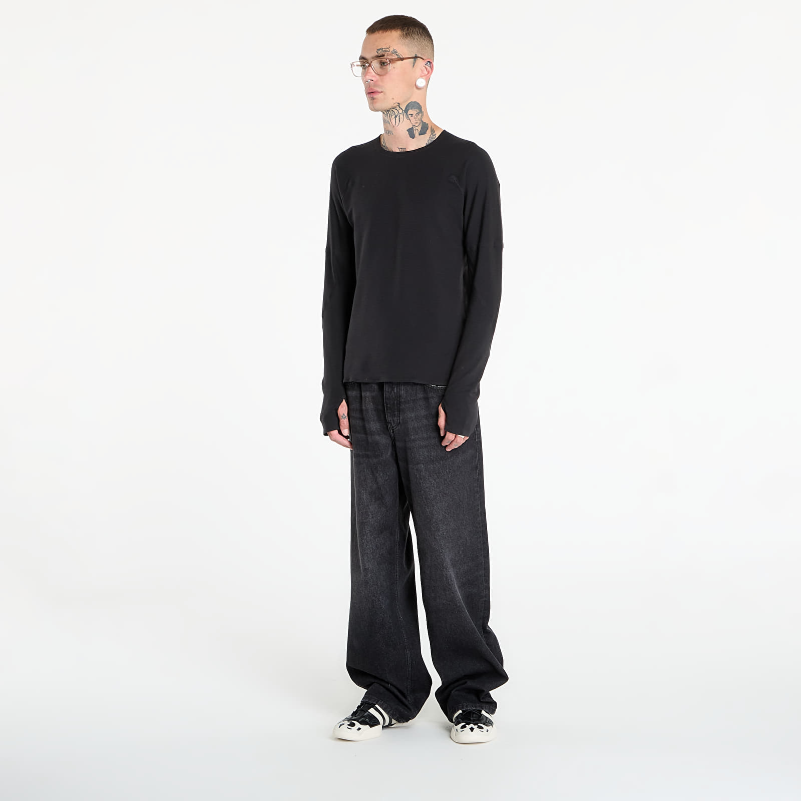 T-skjorter Y-3 M Running Long Sleeve T-Shirt Black
