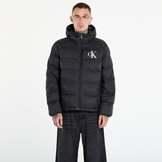 Calvin Klein Jeans Ls Nylon Monogram Pu Jacket Black