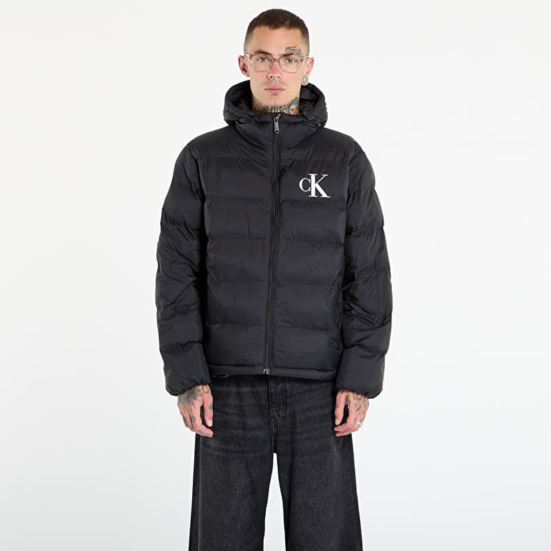 Calvin Klein Jeans Ls Nylon Monogram Pu Jacket Black