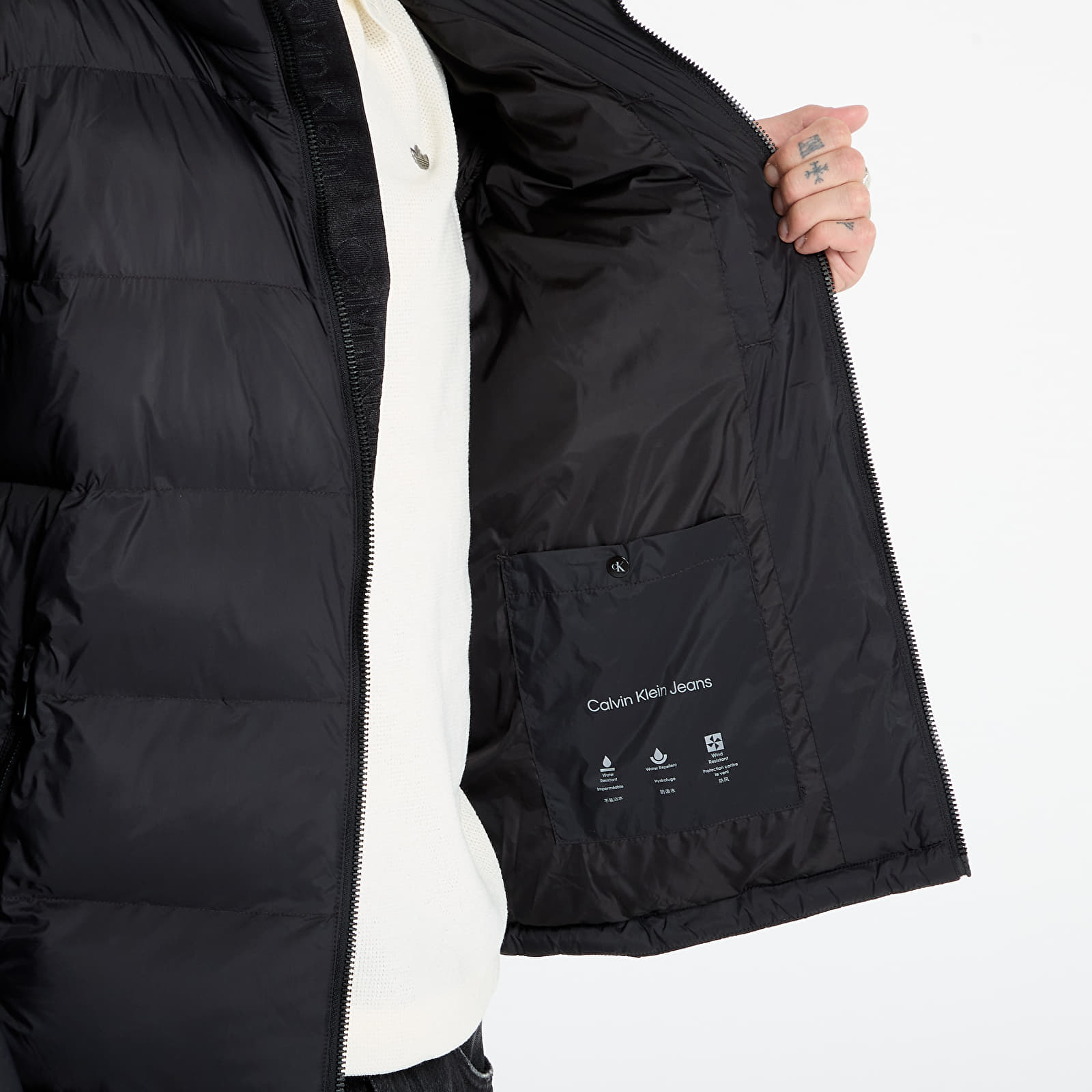 Puffer jackets Calvin Klein Jeans Ls Nylon Monogram Pu Jacket Black