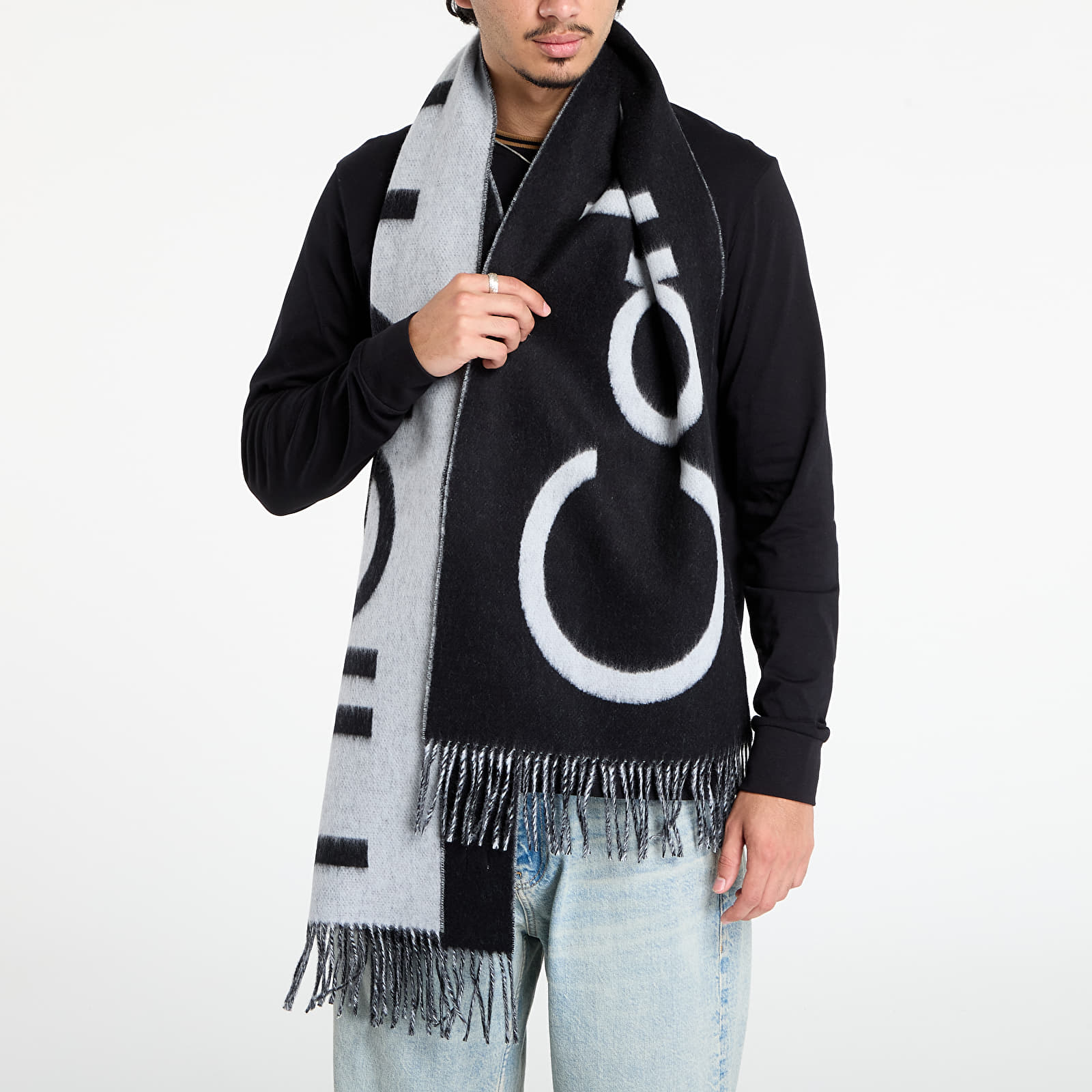 Men's scarves Calvin Klein Bold Logo Brushed Scarf Black