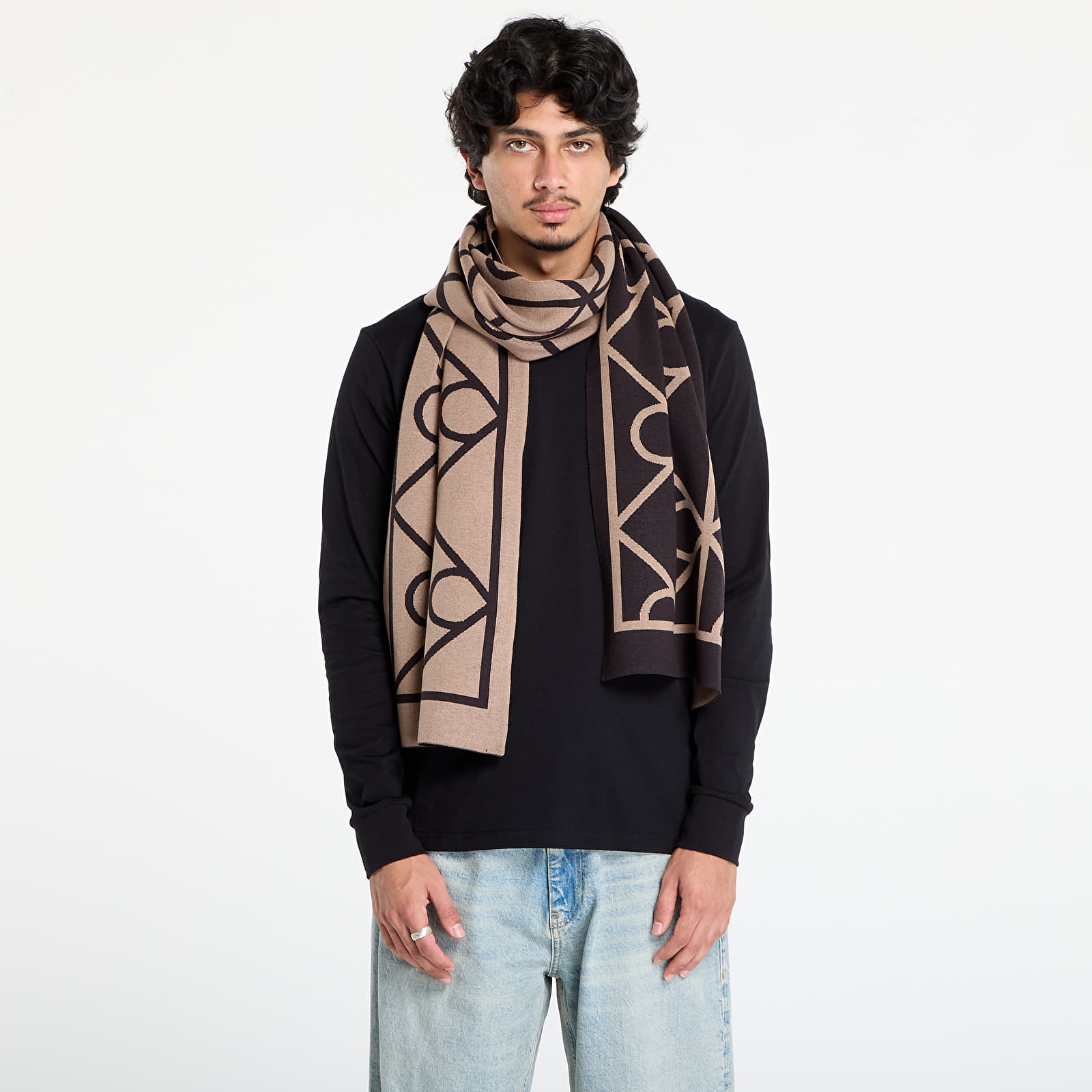 Tørklæder til mænd Calvin Klein Emblem Aop Jcq Fine Scarf Black