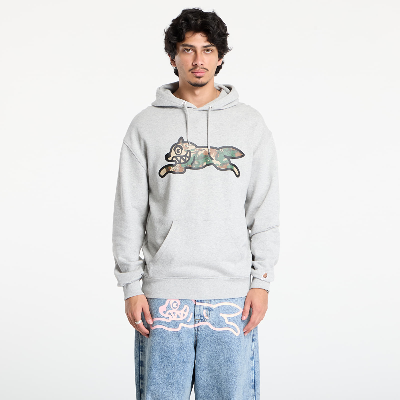 Mikiny Billionaire Boys Club Icecream Woodland Camo Running Dog Popover Hood Heather Grey