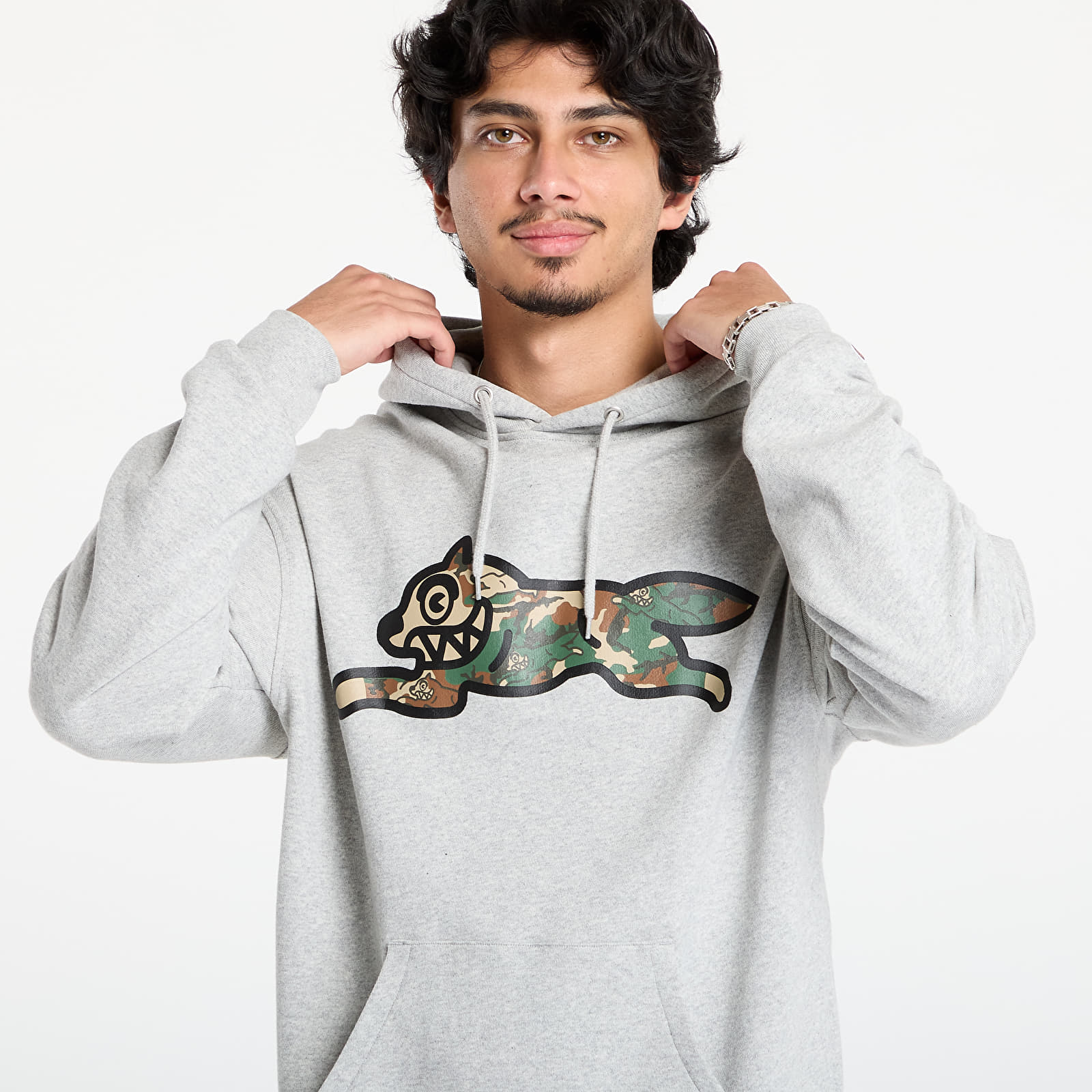 Mikiny Billionaire Boys Club Icecream Woodland Camo Running Dog Popover Hood Heather Grey