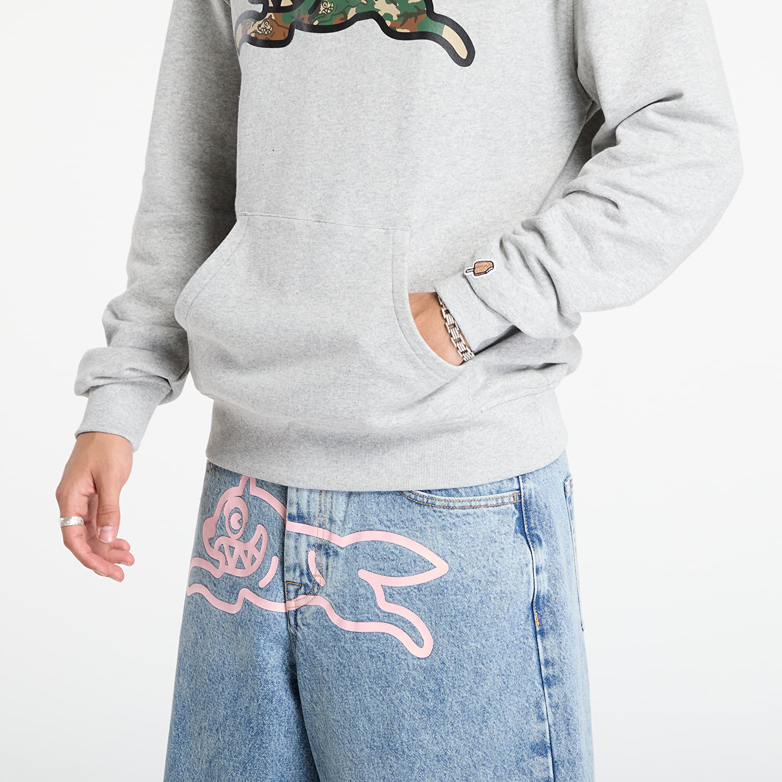 Mikiny Billionaire Boys Club Icecream Woodland Camo Running Dog Popover Hood Heather Grey
