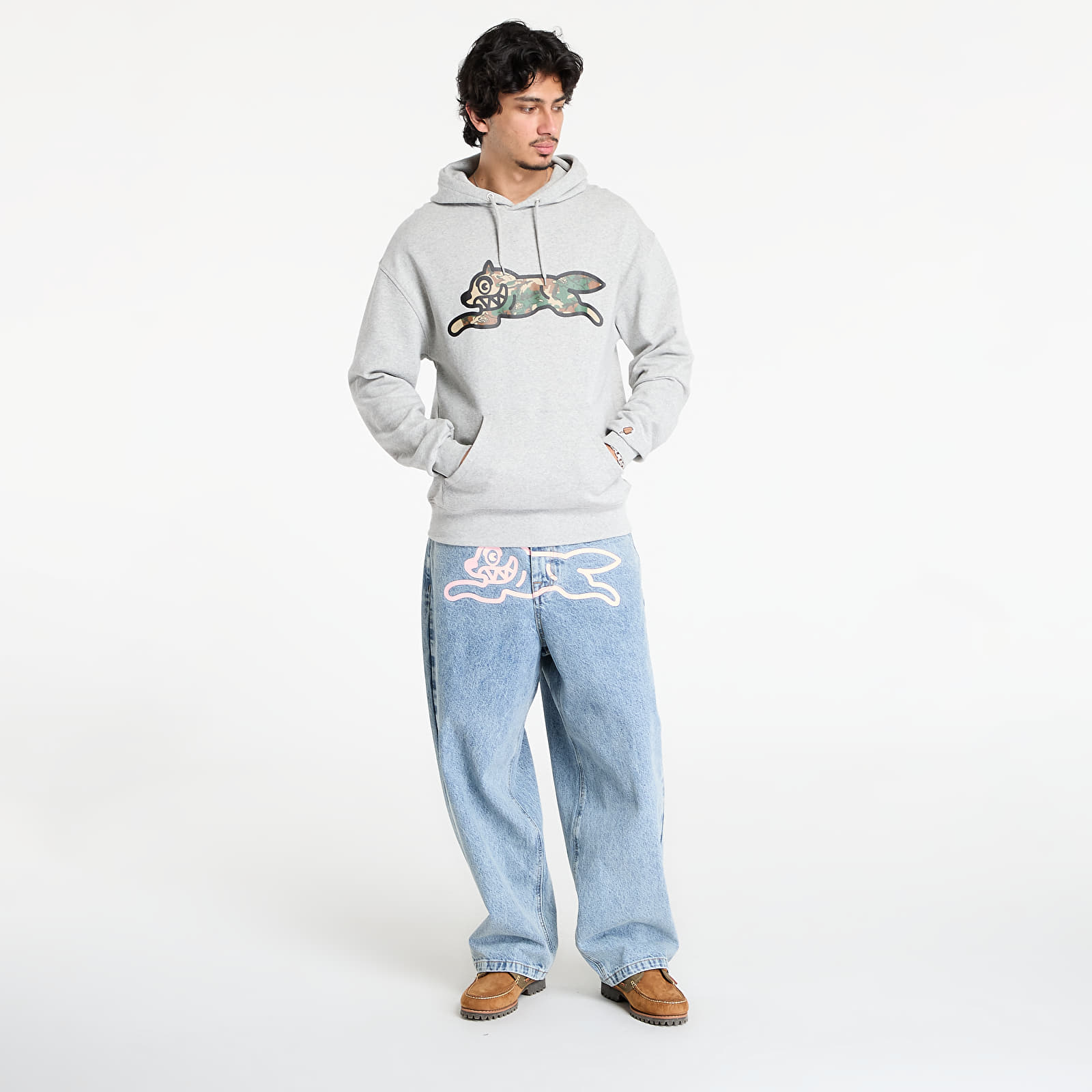 Mikiny Billionaire Boys Club Icecream Woodland Camo Running Dog Popover Hood Heather Grey