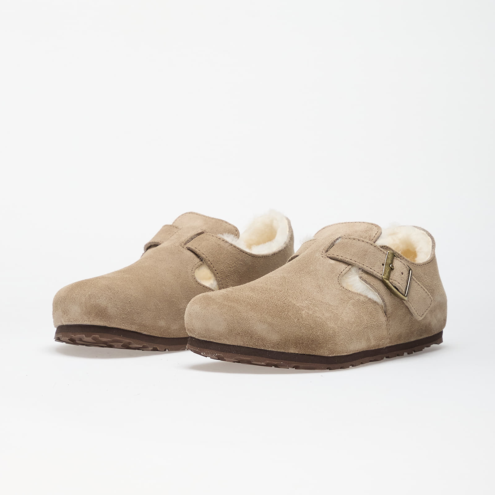 Women's shoes Birkenstock London Shearling Suede Leather Taupe