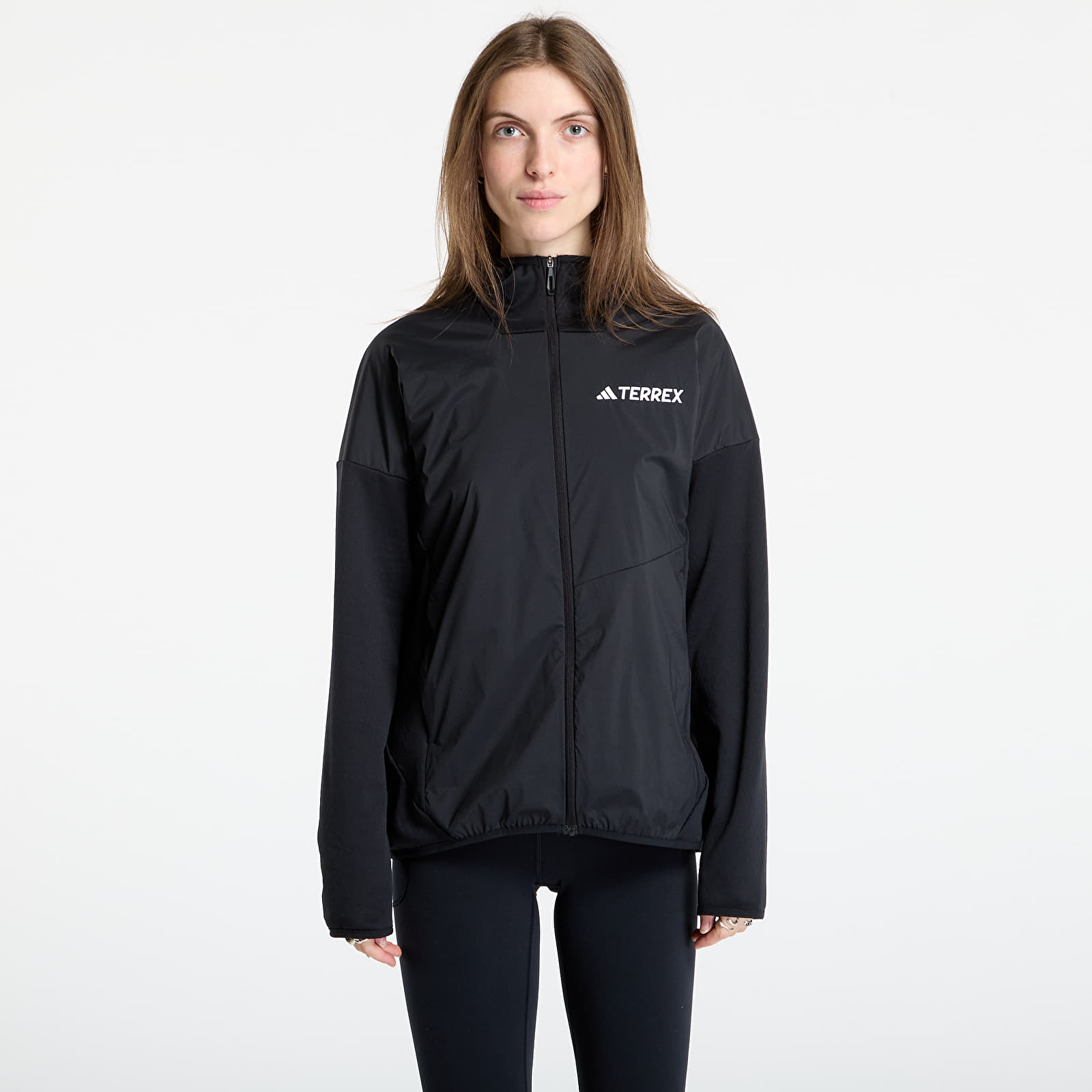 Jakker adidas Terrex Xperior Climawarm+ Wind Light Fleece Hooded Jacket Black/ Carbon/ Semi Impact Orange
