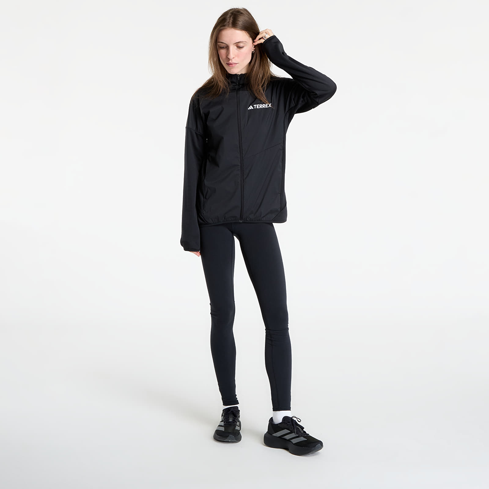 Jakker adidas Terrex Xperior Climawarm+ Wind Light Fleece Hooded Jacket Black/ Carbon/ Semi Impact Orange