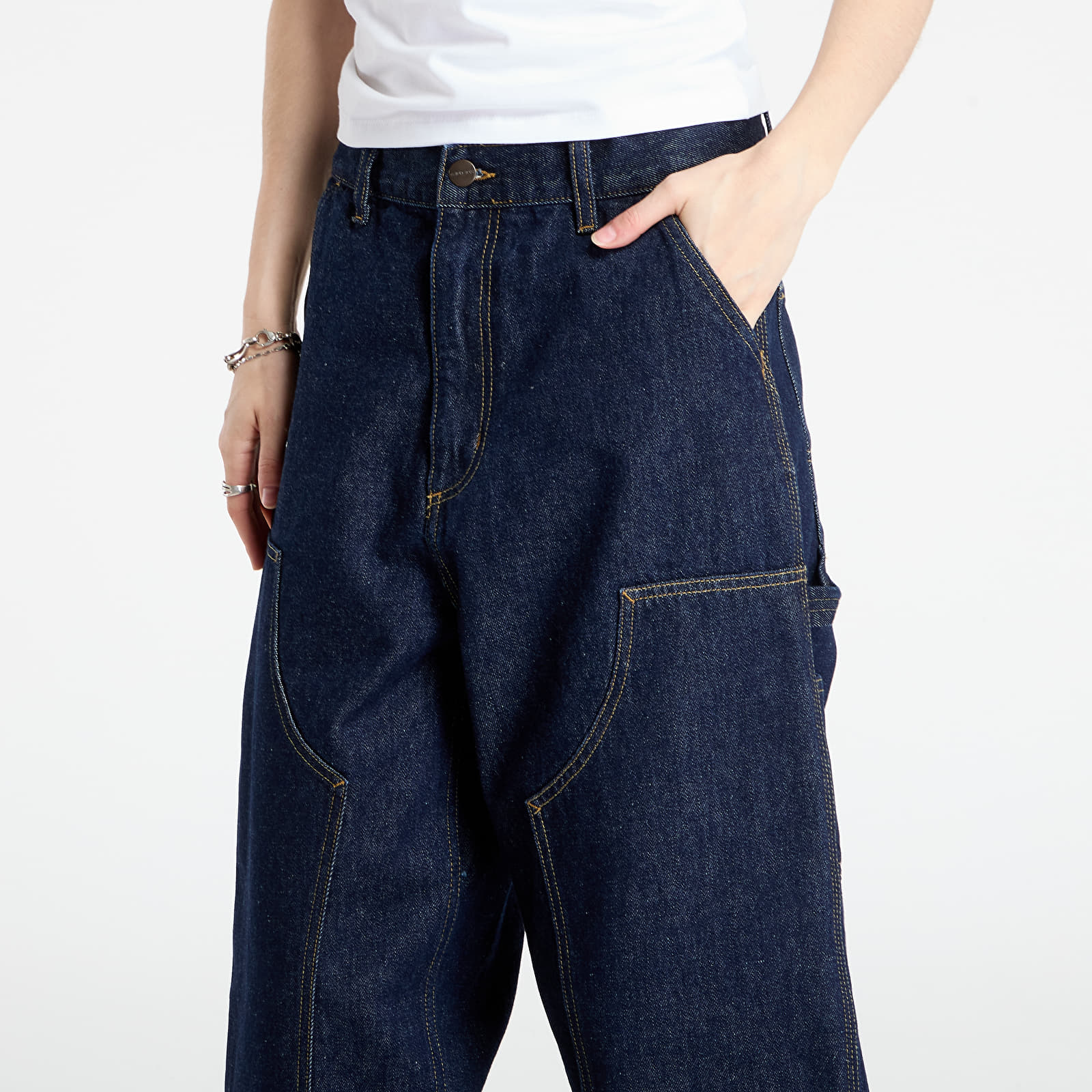 Džínsy Carhartt WIP W' Brandon Double Knee Pant Blue Rinsed
