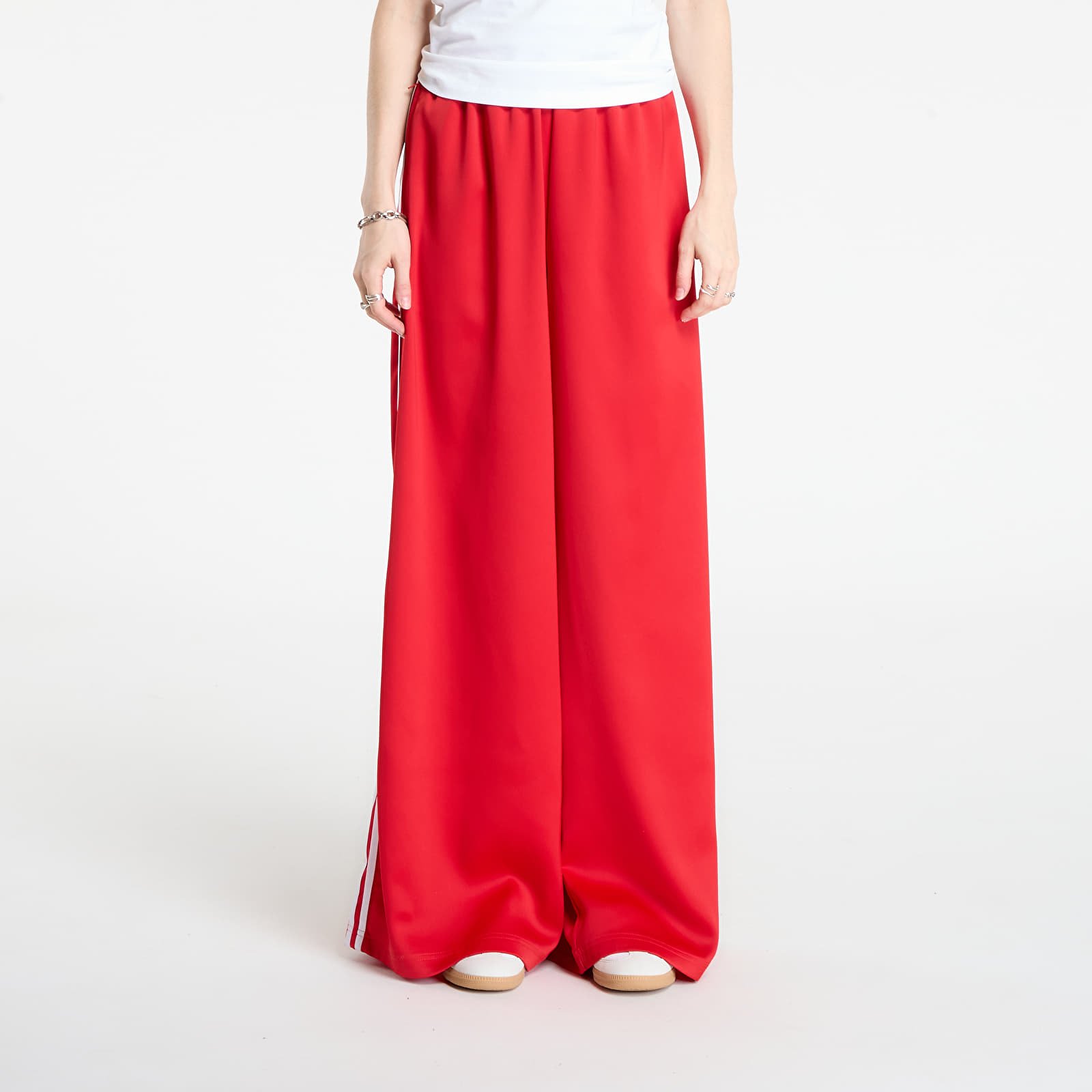 Pants adidas Adicolor Satin Wide Leg Track Joggers Better Scarlet/ Bright Yellow