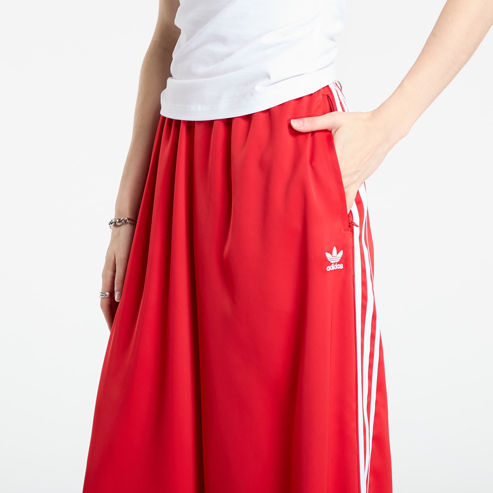 Pants adidas Adicolor Satin Wide Leg Track Joggers Better Scarlet/ Bright Yellow