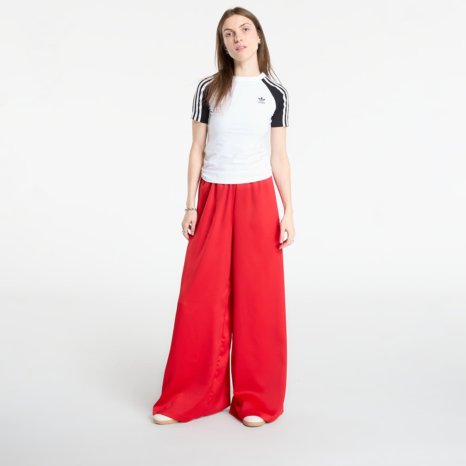 Pants adidas Adicolor Satin Wide Leg Track Joggers Better Scarlet/ Bright Yellow
