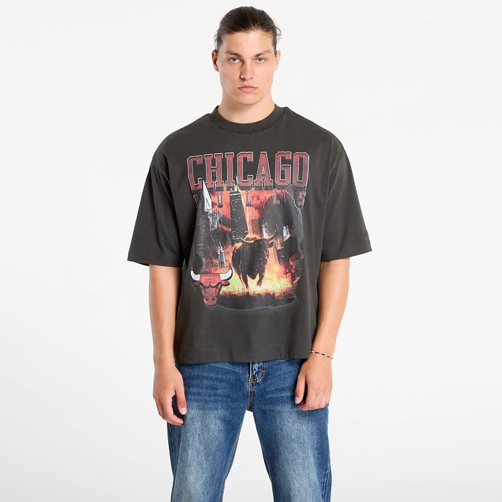 T-shirts New Era NBA Washed Graphic Chicago Bulls UNISEX Heather Gray