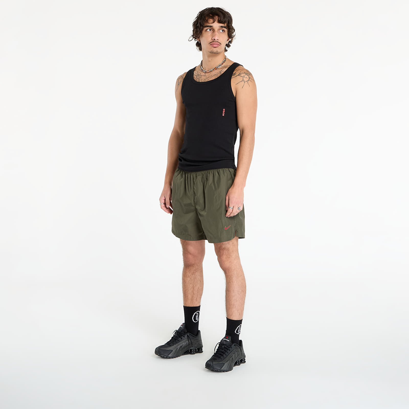 Kratke hlače Nike x NOCTA Cardinal Nylon Shorts Cargo Khaki/ Smoke Grey/ Team Red
