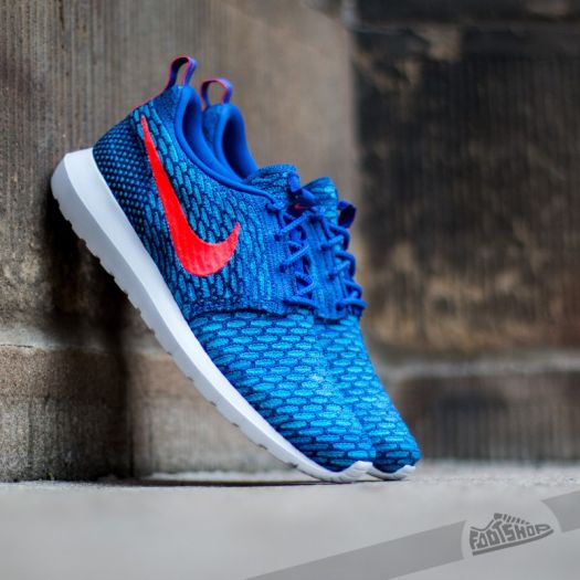 Women s shoes Nike Flyknit Rosherun Game Royal Bright Crimson Blue Lagoon Footshop