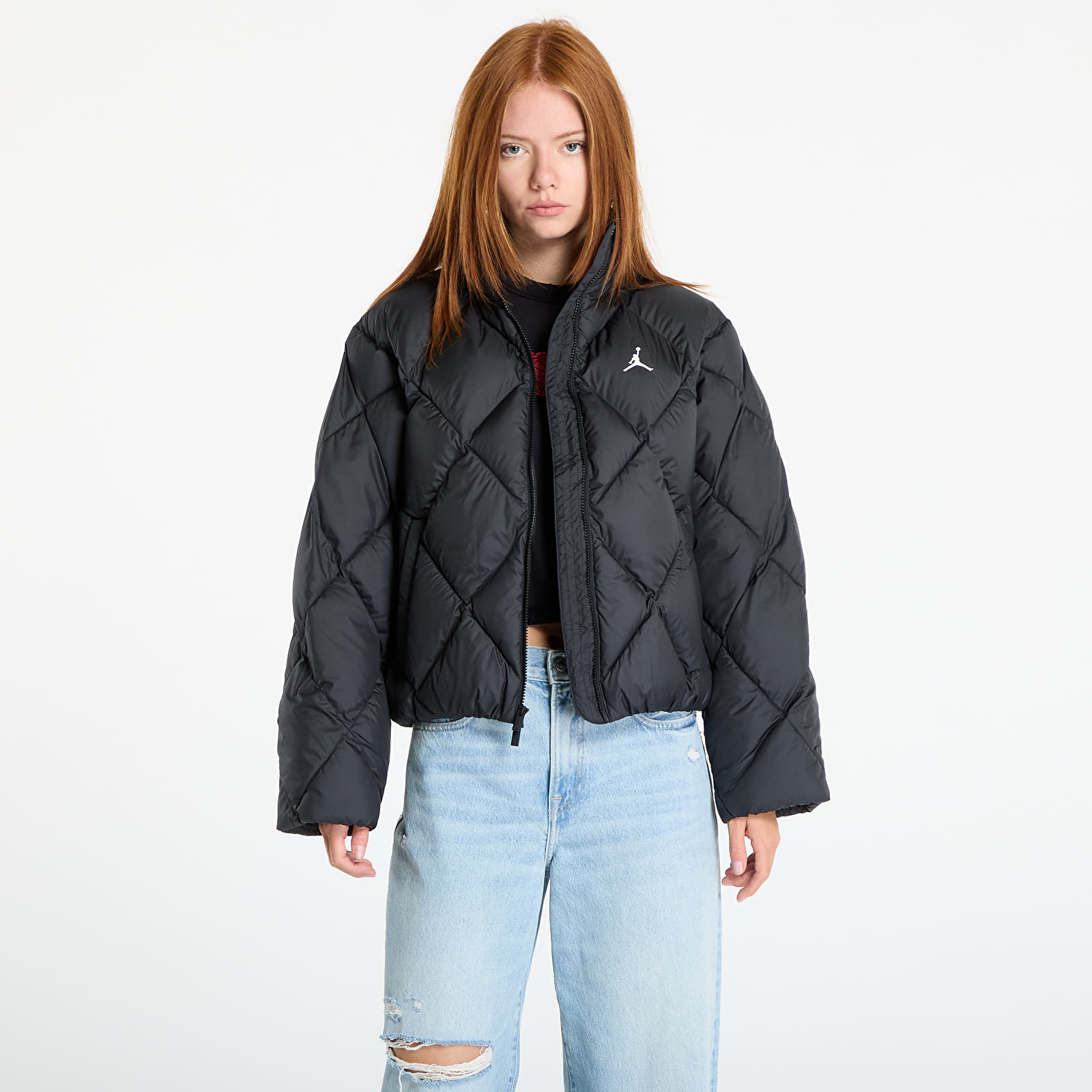 Páperové bundy Jordan Brooklyn Women's Quilted Puffer Jacket Black/ White