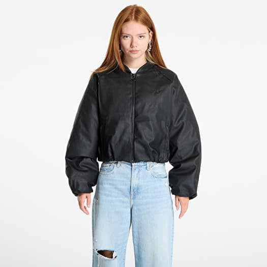 Bomber adidas Pleather Bomber Synthetic Down Jacket Black