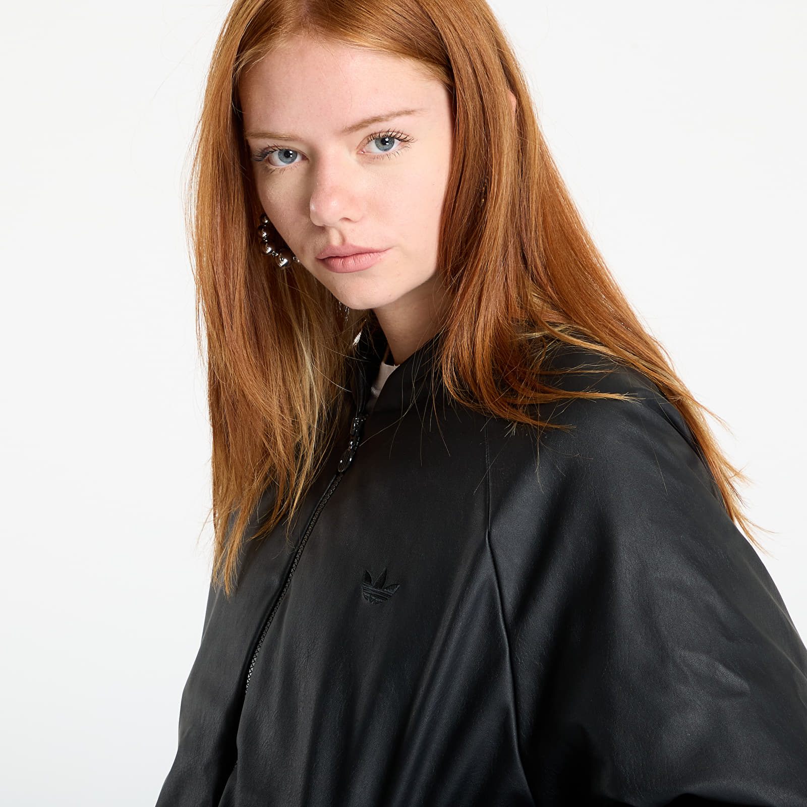Bomberjoped adidas Pleather Bomber Synthetic Down Jacket Black