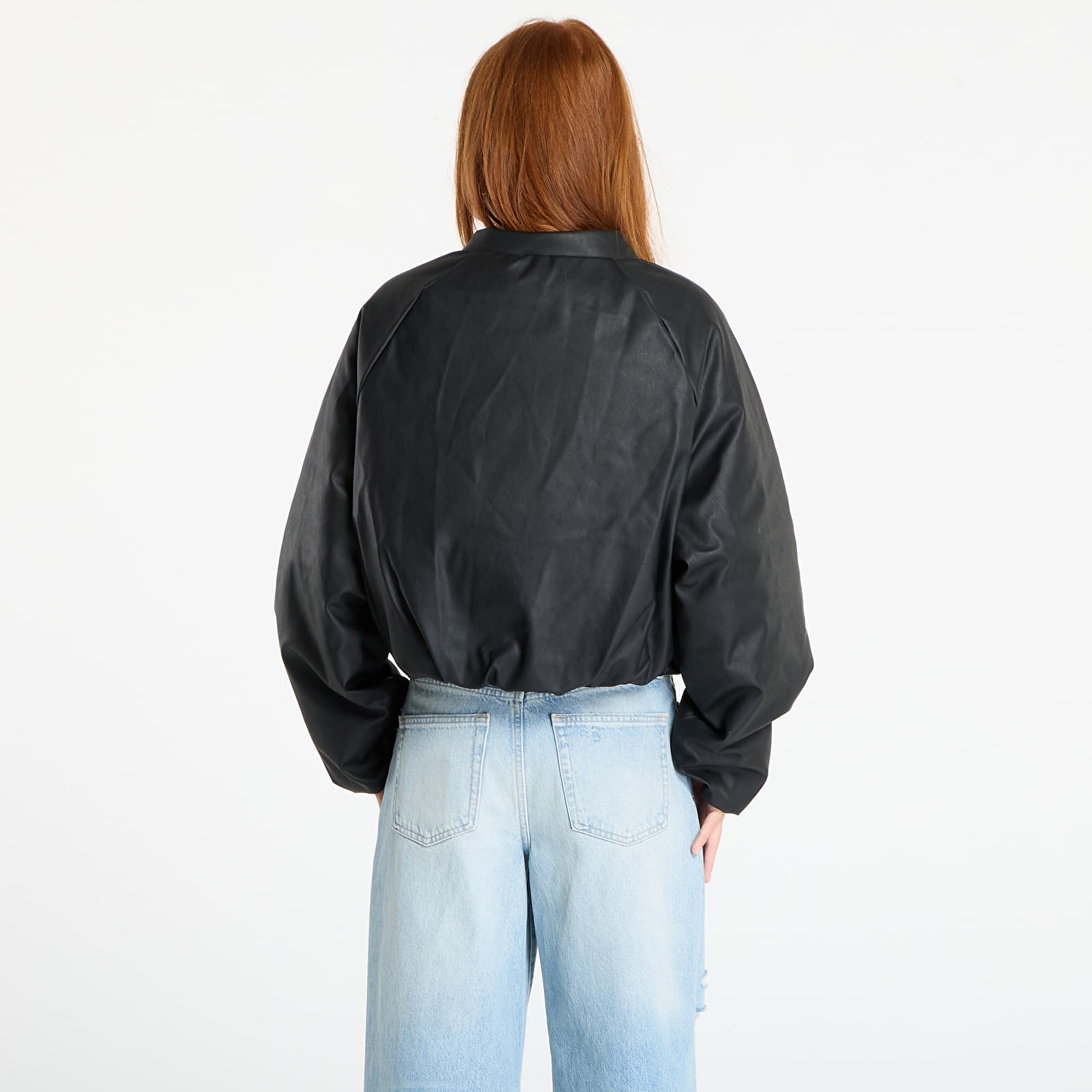 Bomberjoped adidas Pleather Bomber Synthetic Down Jacket Black