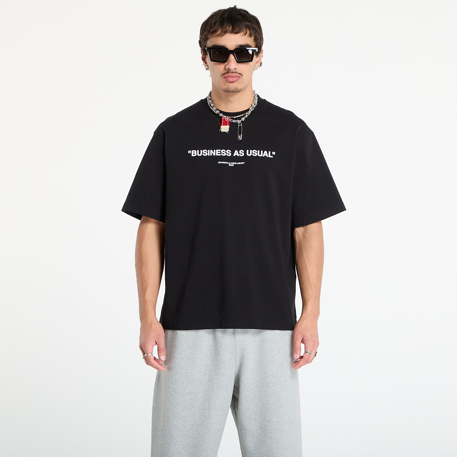 Majice T-shirt Off-White Business Quote Skate S/S Tee Black/ White