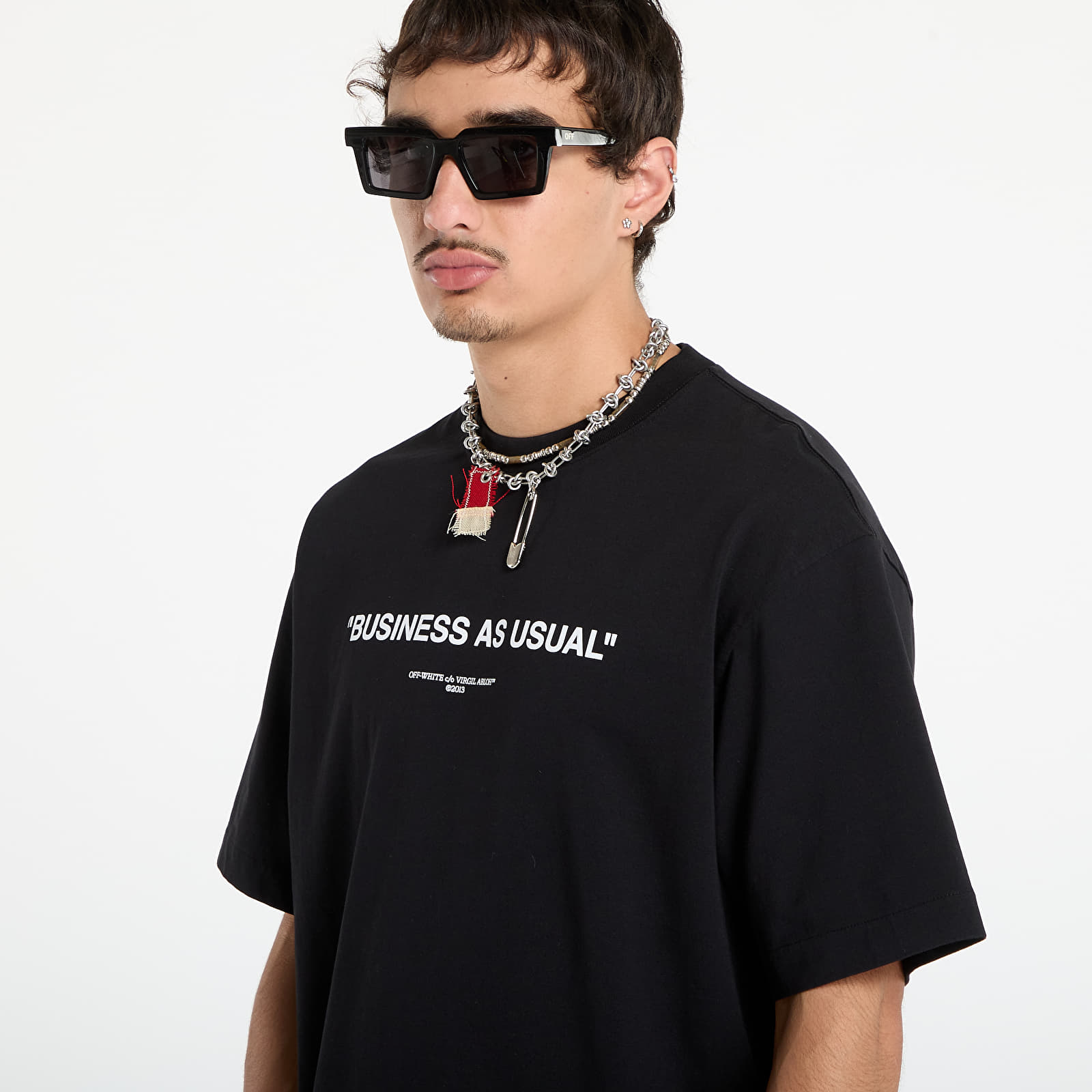 Majice T-shirt Off-White Business Quote Skate S/S Tee Black/ White