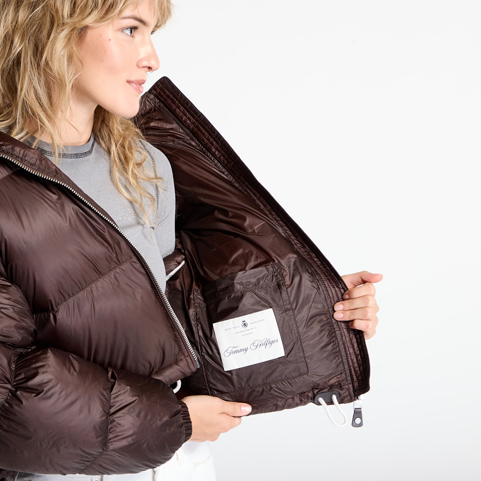 Naisten takit Tommy Hilfiger Super Light Hw Down Relax Jacket Brown