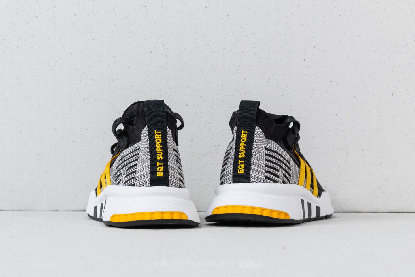 Originals eqt support mid adv trainers in black and yellow outlet