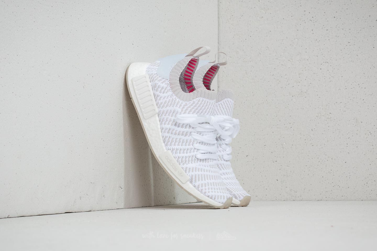 Férfi cipők adidas NMD_R1 STLT Primeknit Ftw White/ Grey One/ Solar Pink