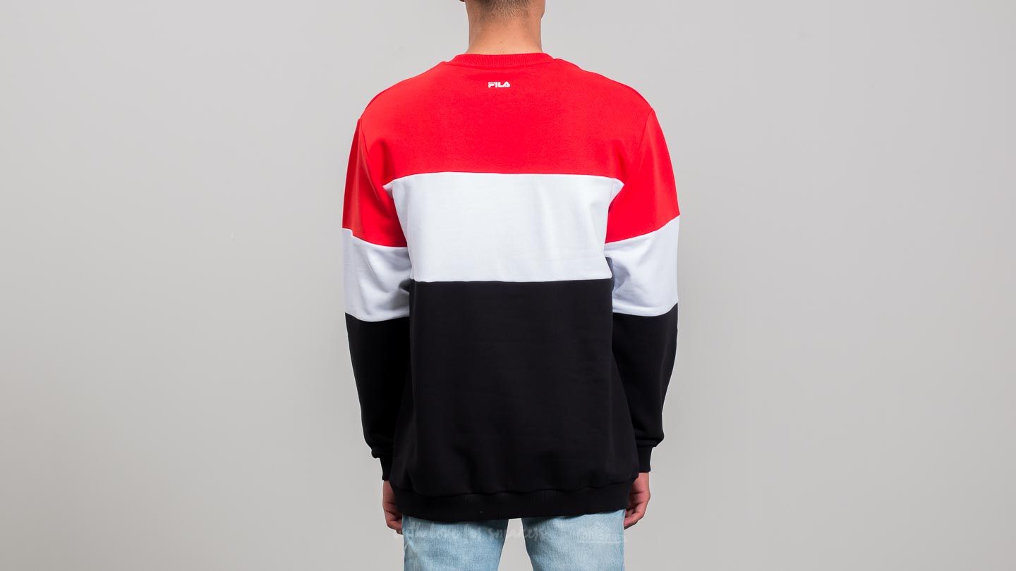 Hoodies and sweatshirts  FILA Straight Blocked Crew Bright White-Black-High Risk Red