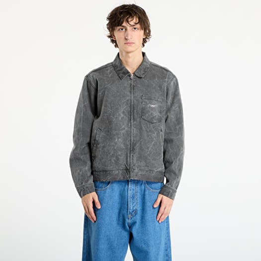 OBEY Workman Zip Jacket Black Wrinkle Wash