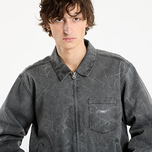 Jackets OBEY Workman Zip Jacket Black Wrinkle Wash (121800599-BWA