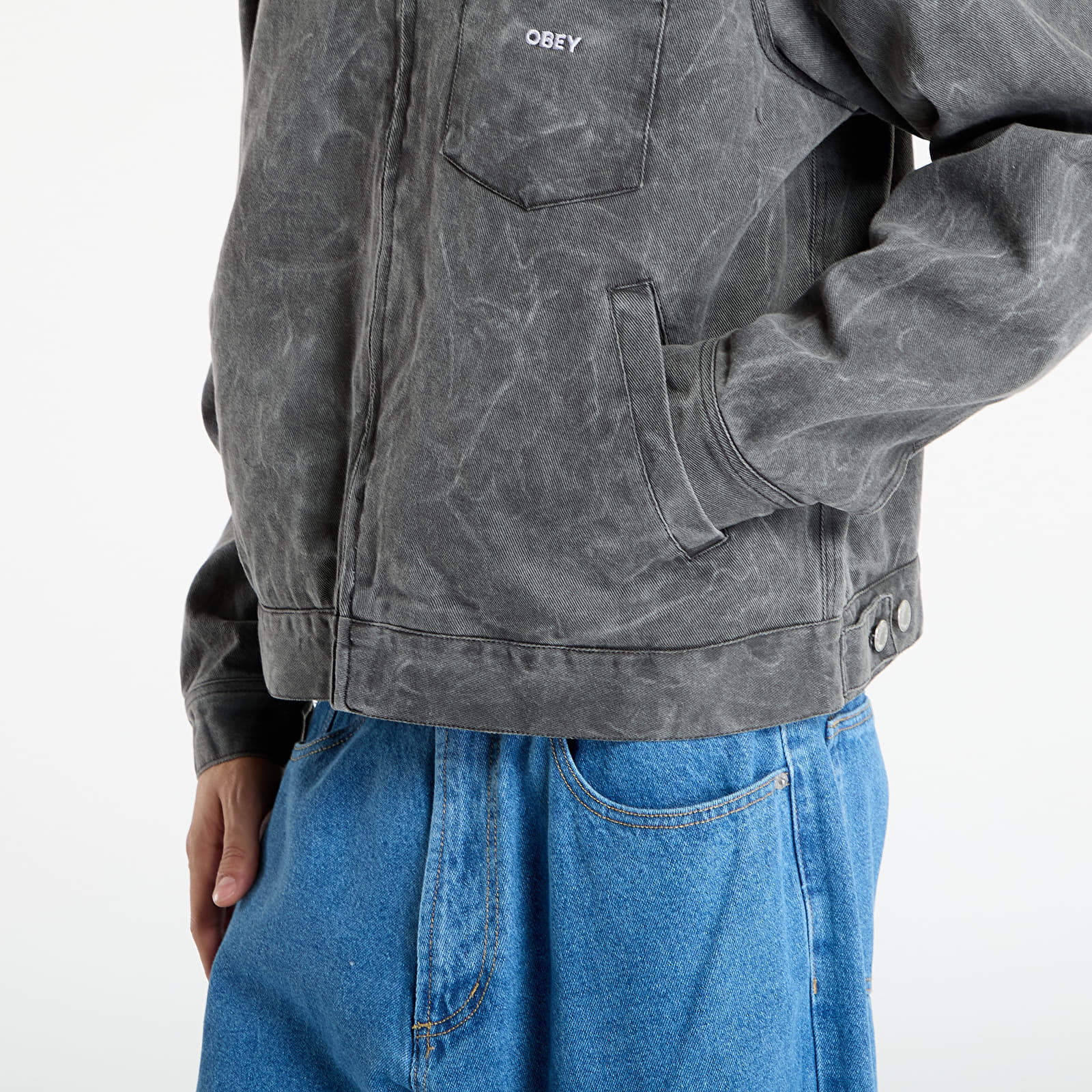 Jackets OBEY Workman Zip Jacket Black Wrinkle Wash
