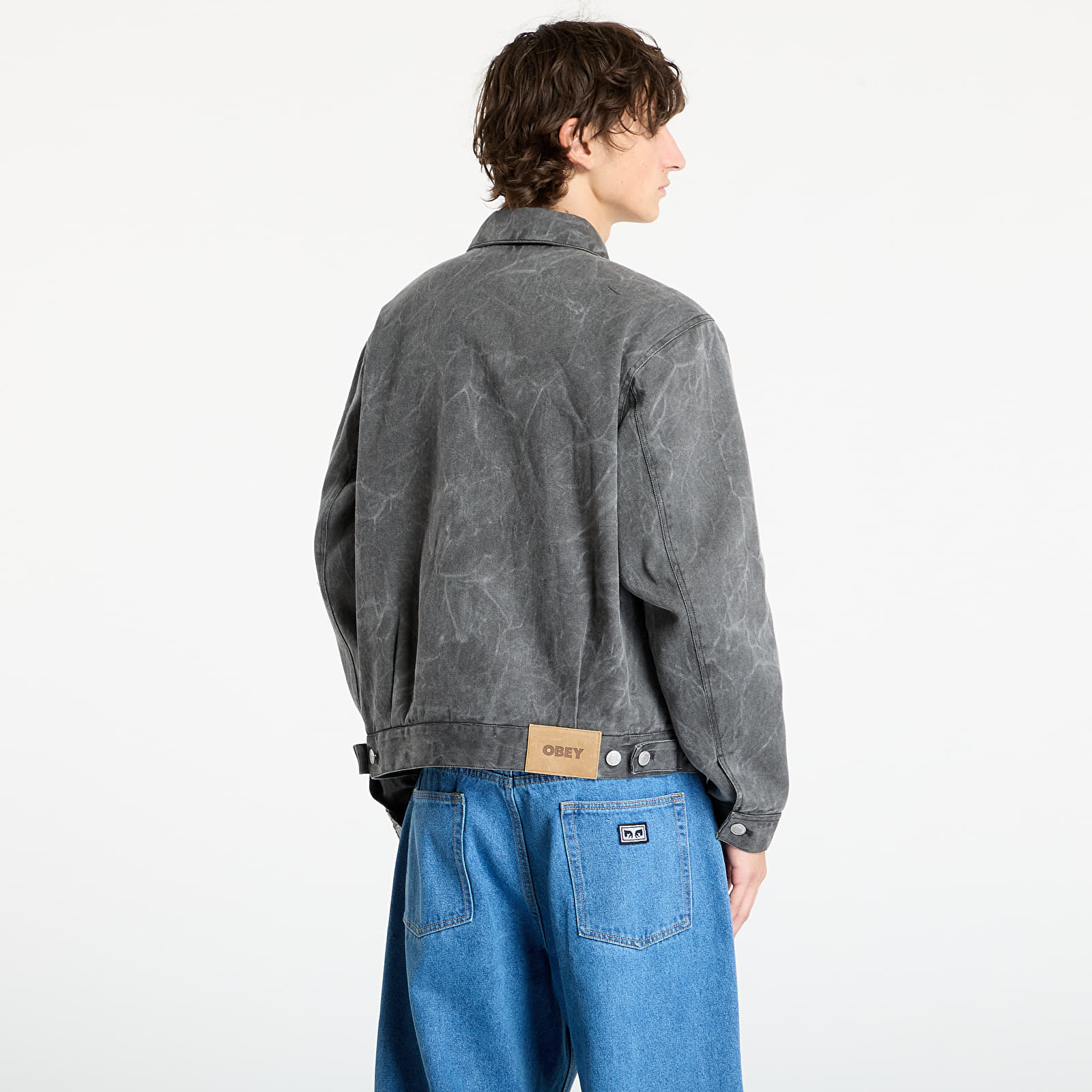 Jackets OBEY Workman Zip Jacket Black Wrinkle Wash