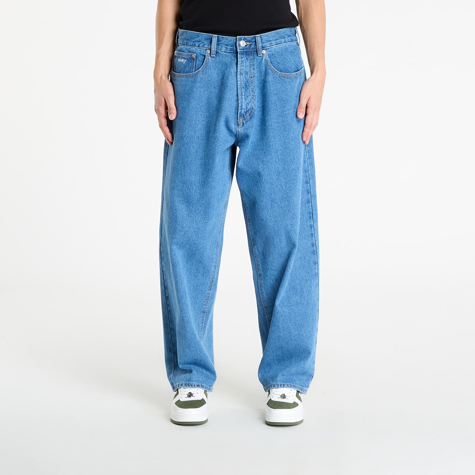 Blugi OBEY Bigwig Baggy Denim Medium Stonewash Lt Indigo W32