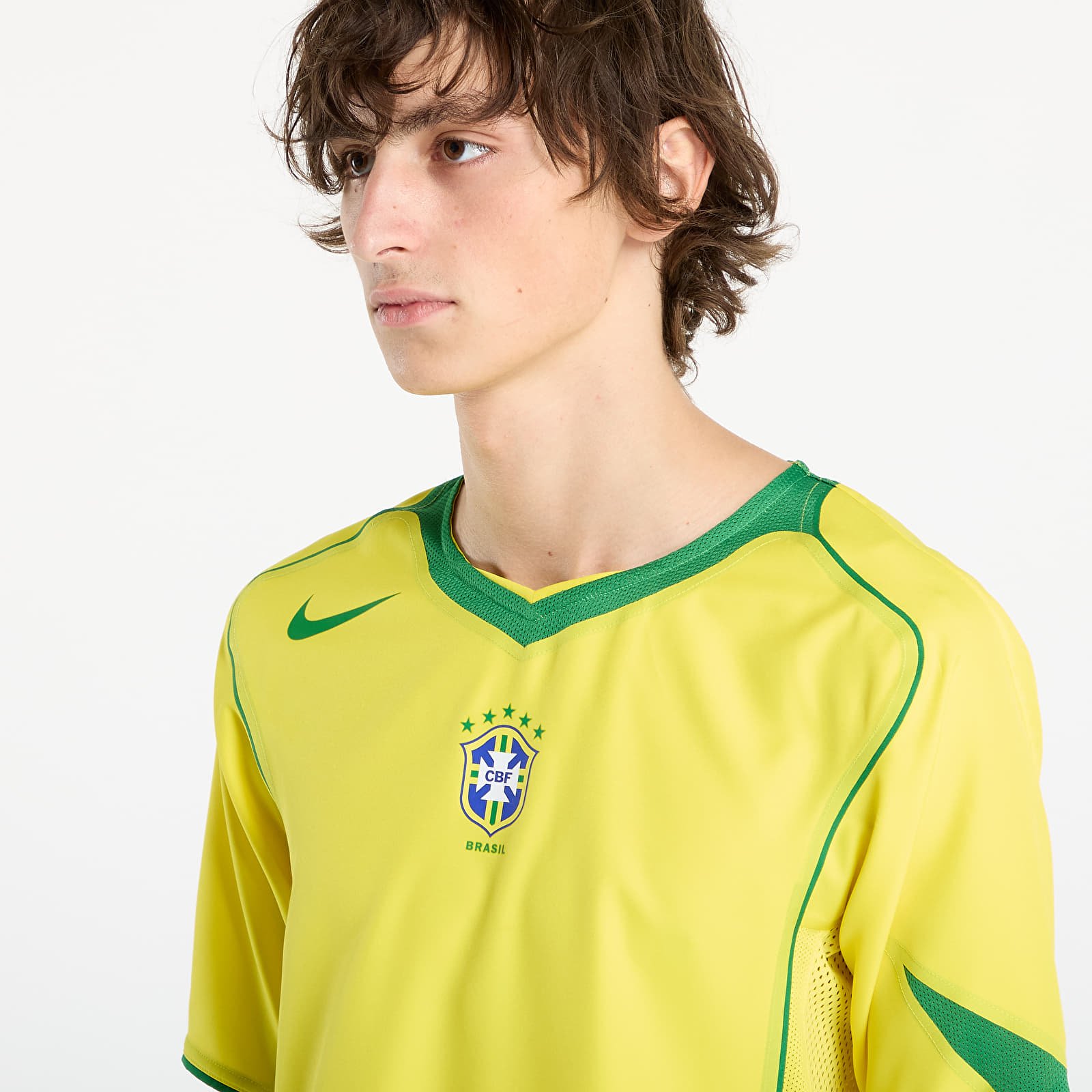 Jerseys Nike Men's Soccer Replica Jersey Brazil 2004 Total 90 Reissue Opti Yellow/ Apple Green/ Apple Green