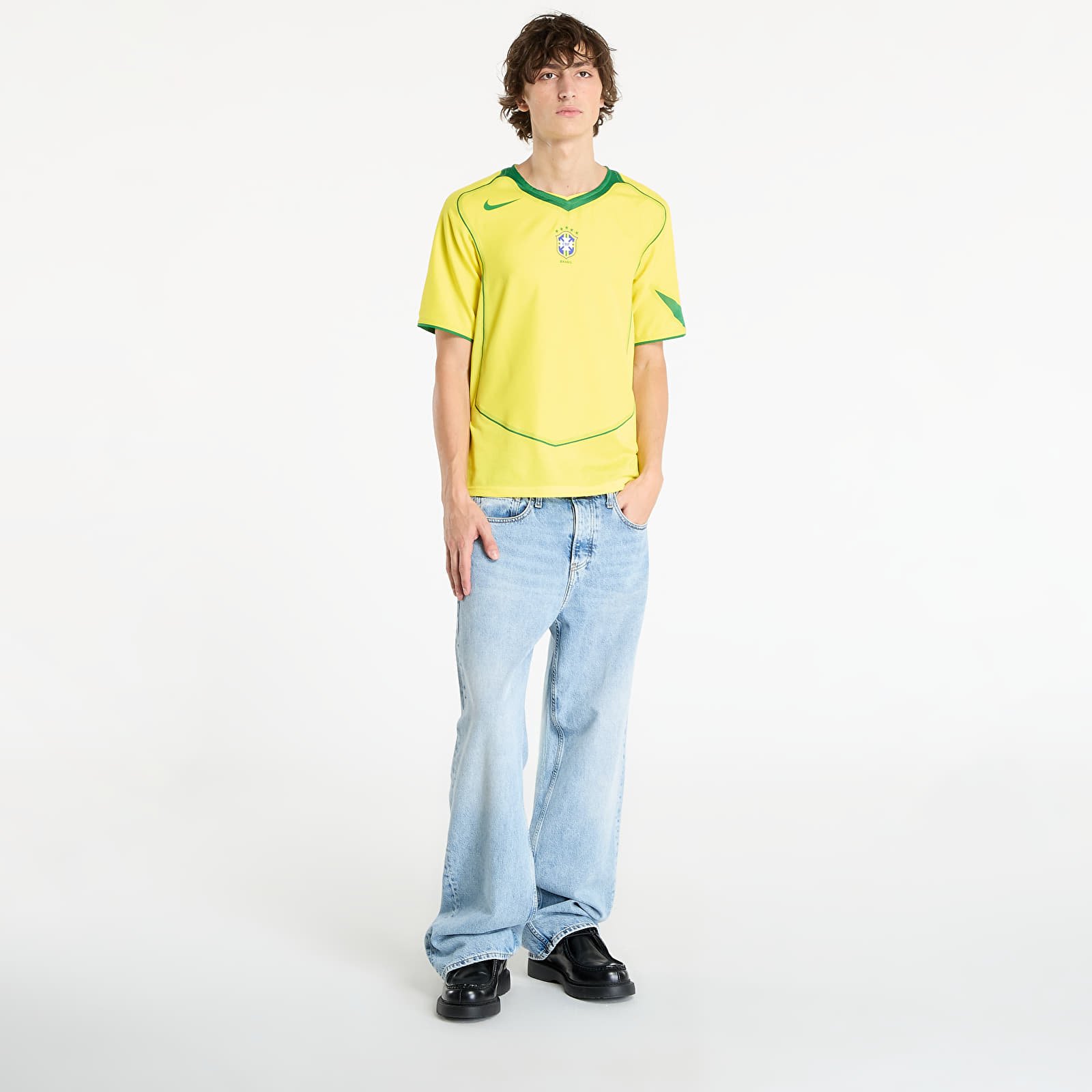 Jerseys Nike Men's Soccer Replica Jersey Brazil 2004 Total 90 Reissue Opti Yellow/ Apple Green/ Apple Green