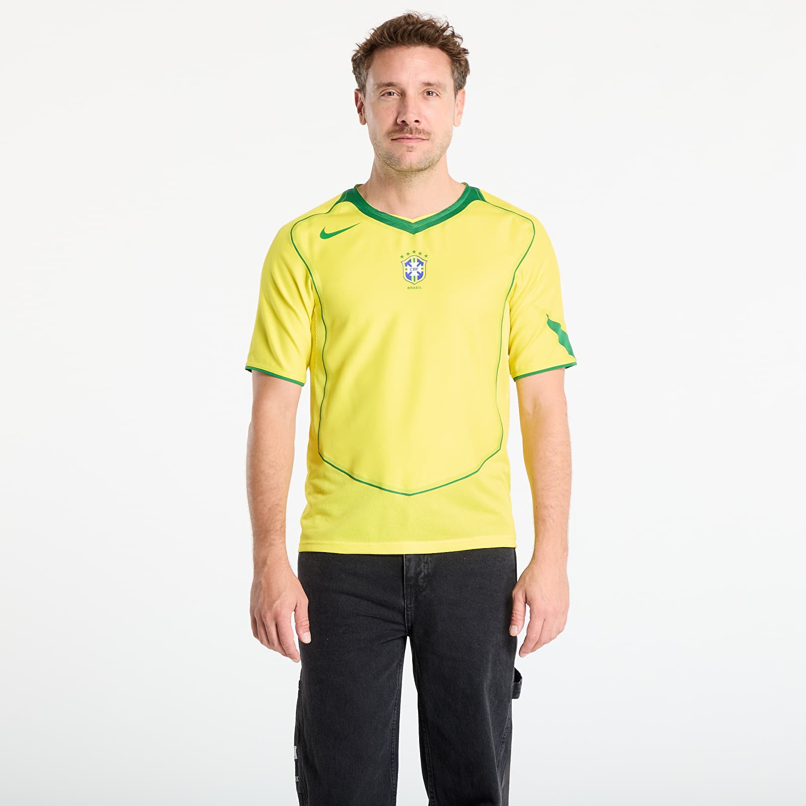 Tröjor Nike Men's Soccer Replica Jersey Brazil 2004 Total 90 Reissue Opti Yellow/ Apple Green/ Apple Green