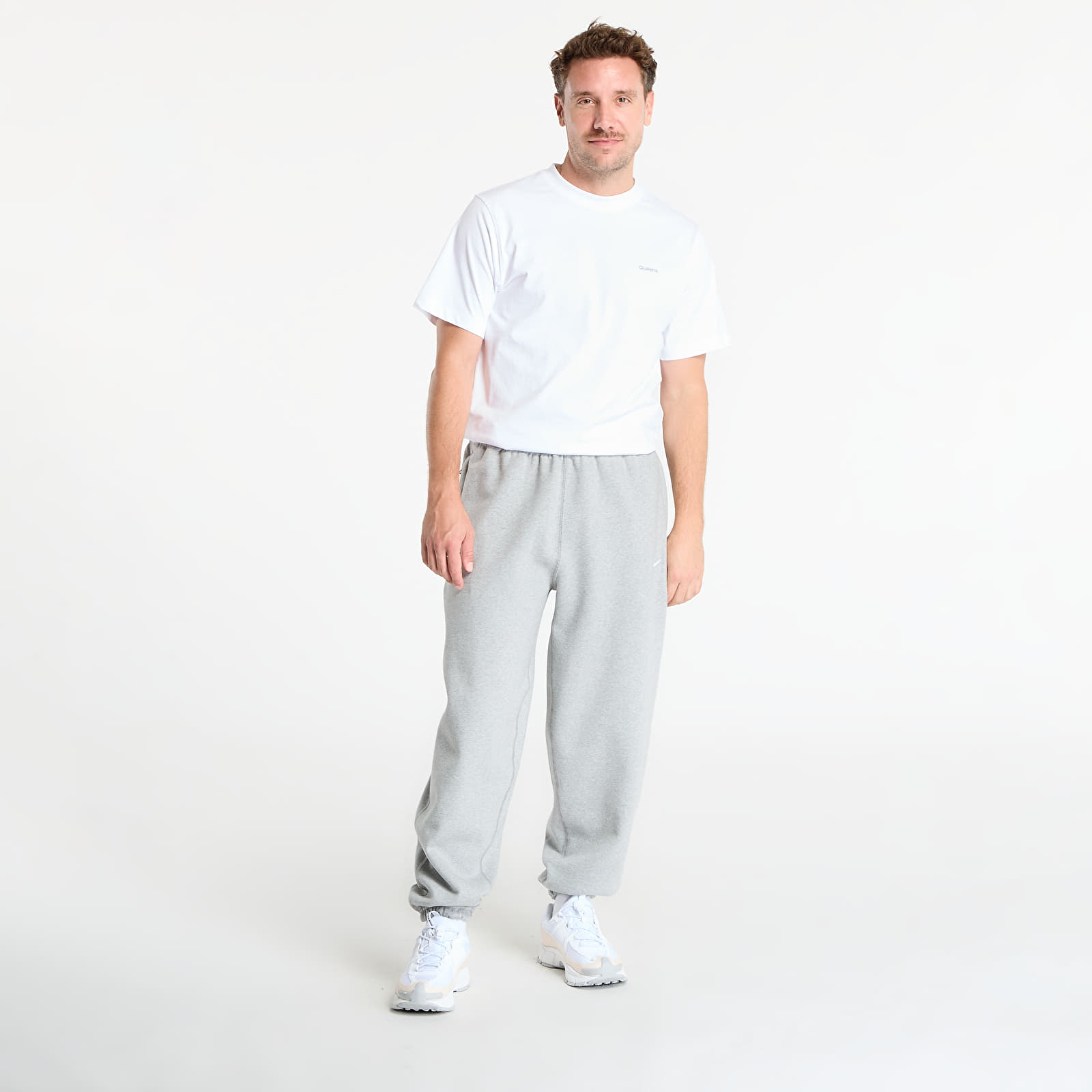 Φόρμες Nike Solo Swoosh Men's Cuffed Fleece Pants Dk Grey Heather/ Lt Smoke Grey/ White