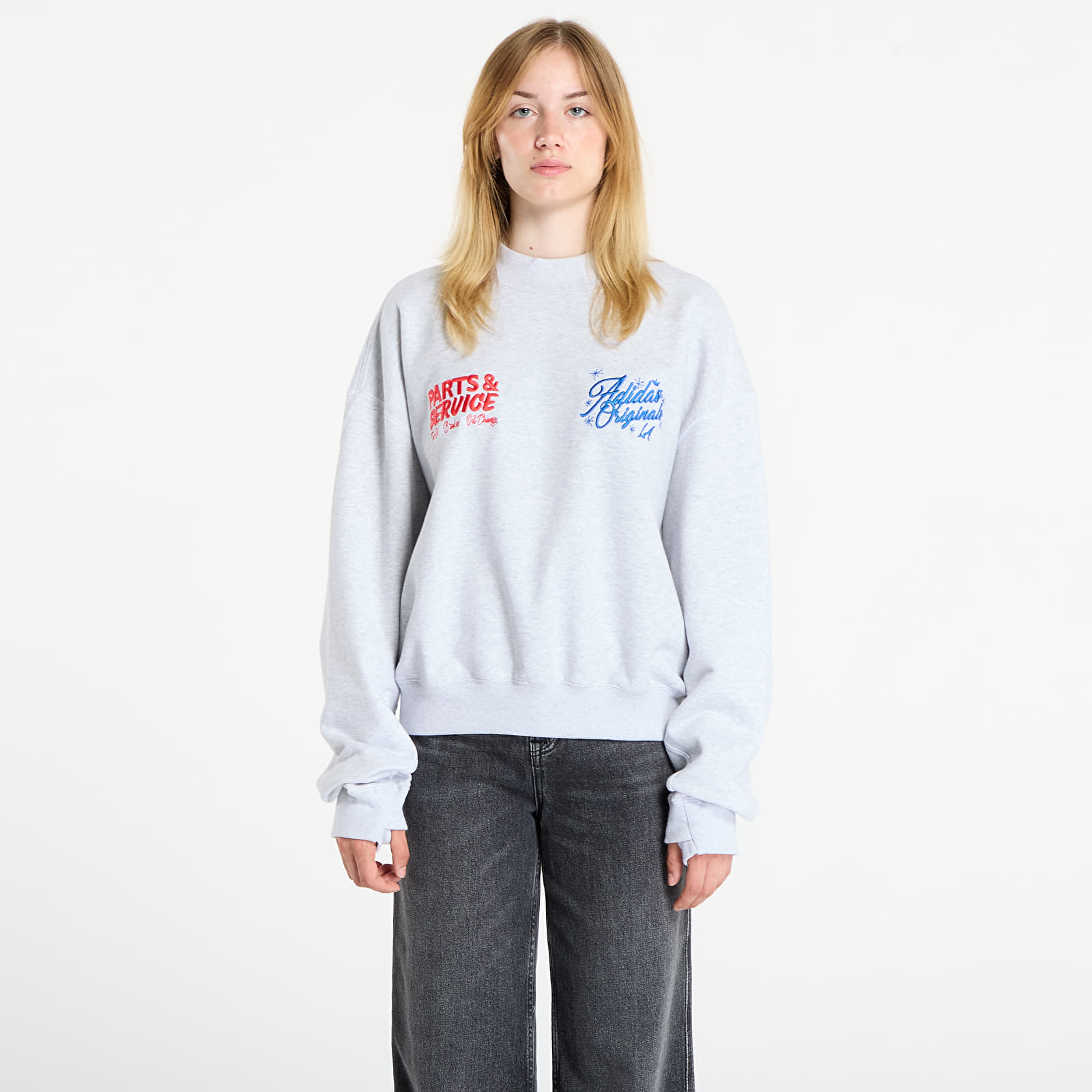 Hoodies and sweatshirts adidas x OG LA Santa Monica Crewneck UNISEX Light Grey Heather/ Black
