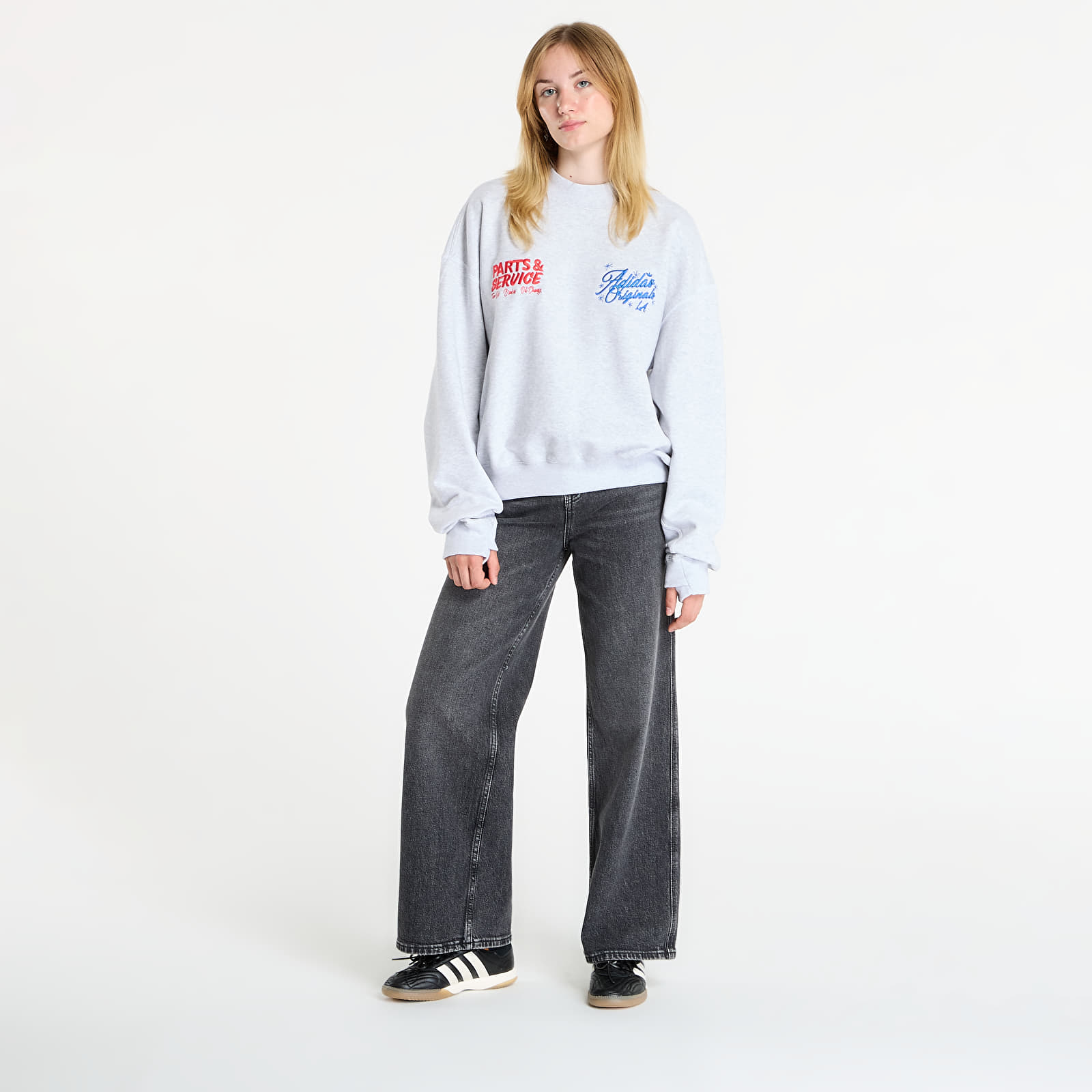 Hoodies and sweatshirts adidas x OG LA Santa Monica Crewneck UNISEX Light Grey Heather/ Black