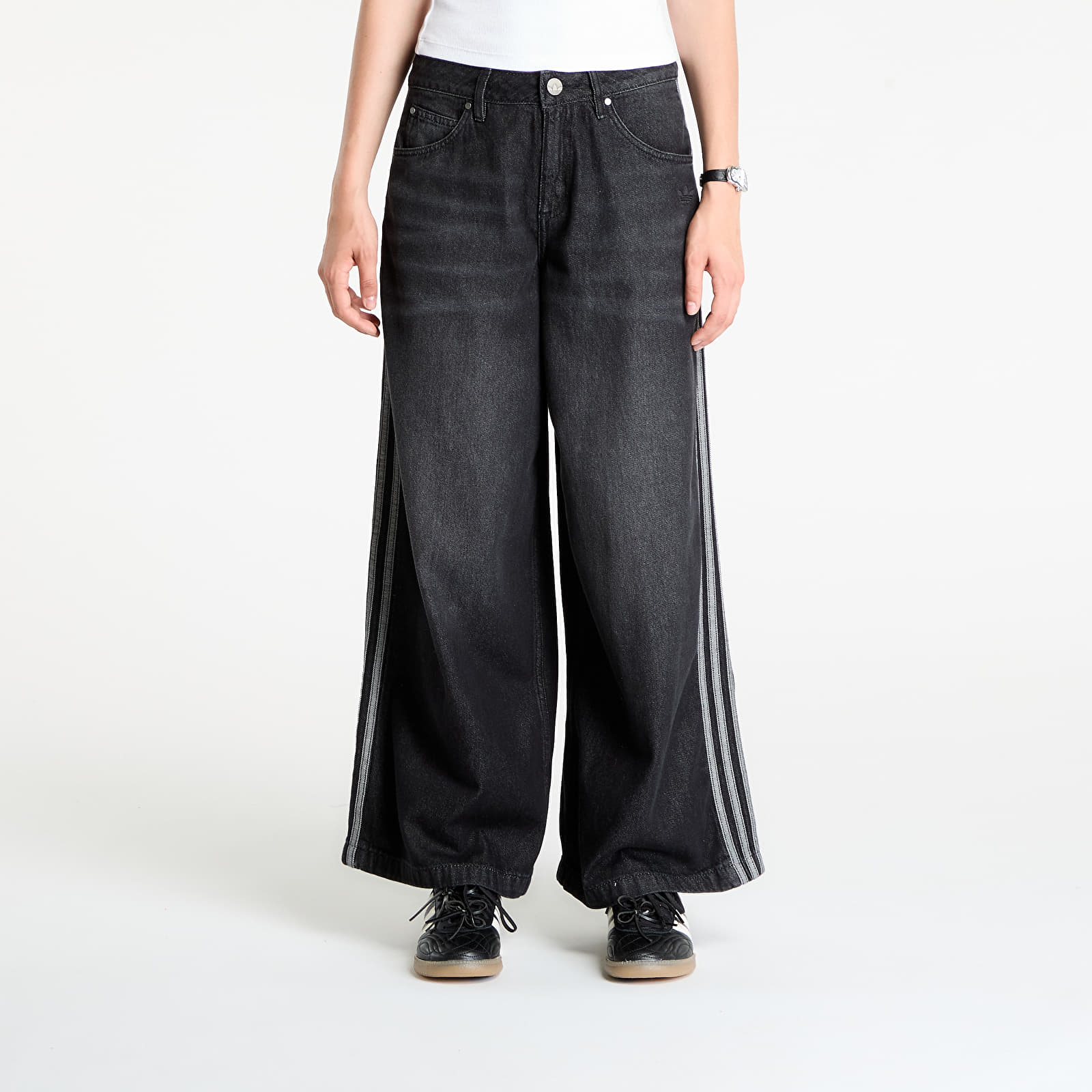 Hosen adidas Denim Wide Pant Black