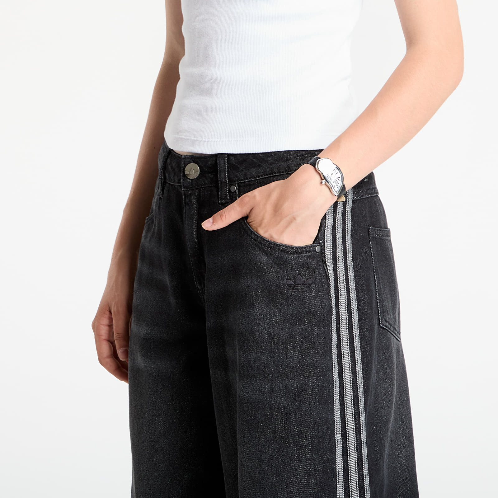 Hosen adidas Denim Wide Pant Black
