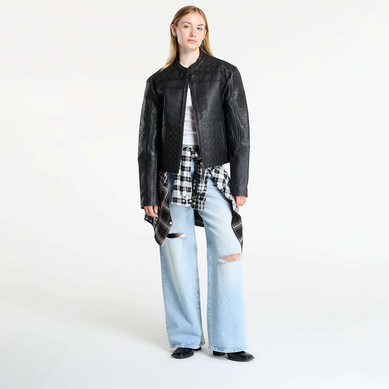 Jackets Daily Paper Structured Leather Jacket Black