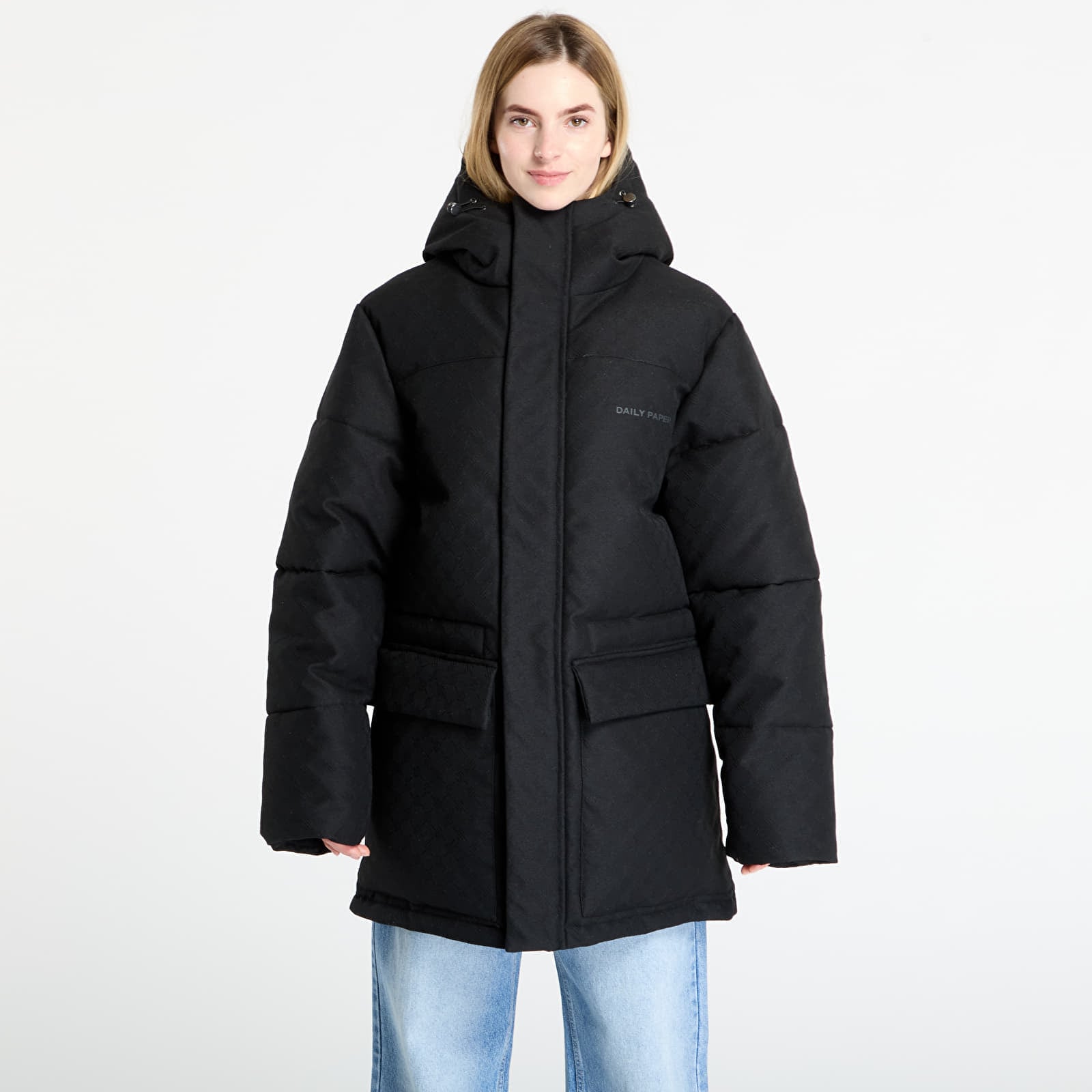 Jachetă Daily Paper Oba Monogram Puffer Black XXL