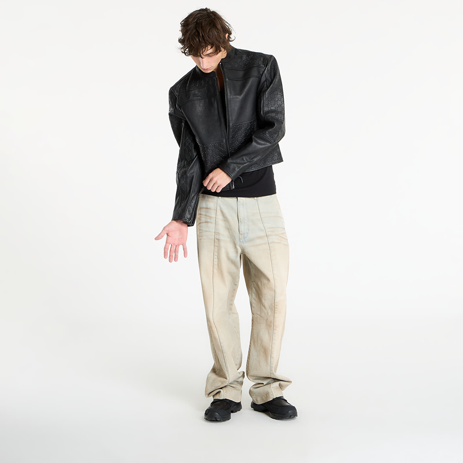 Jackets Daily Paper Structured Leather Jacket Black
