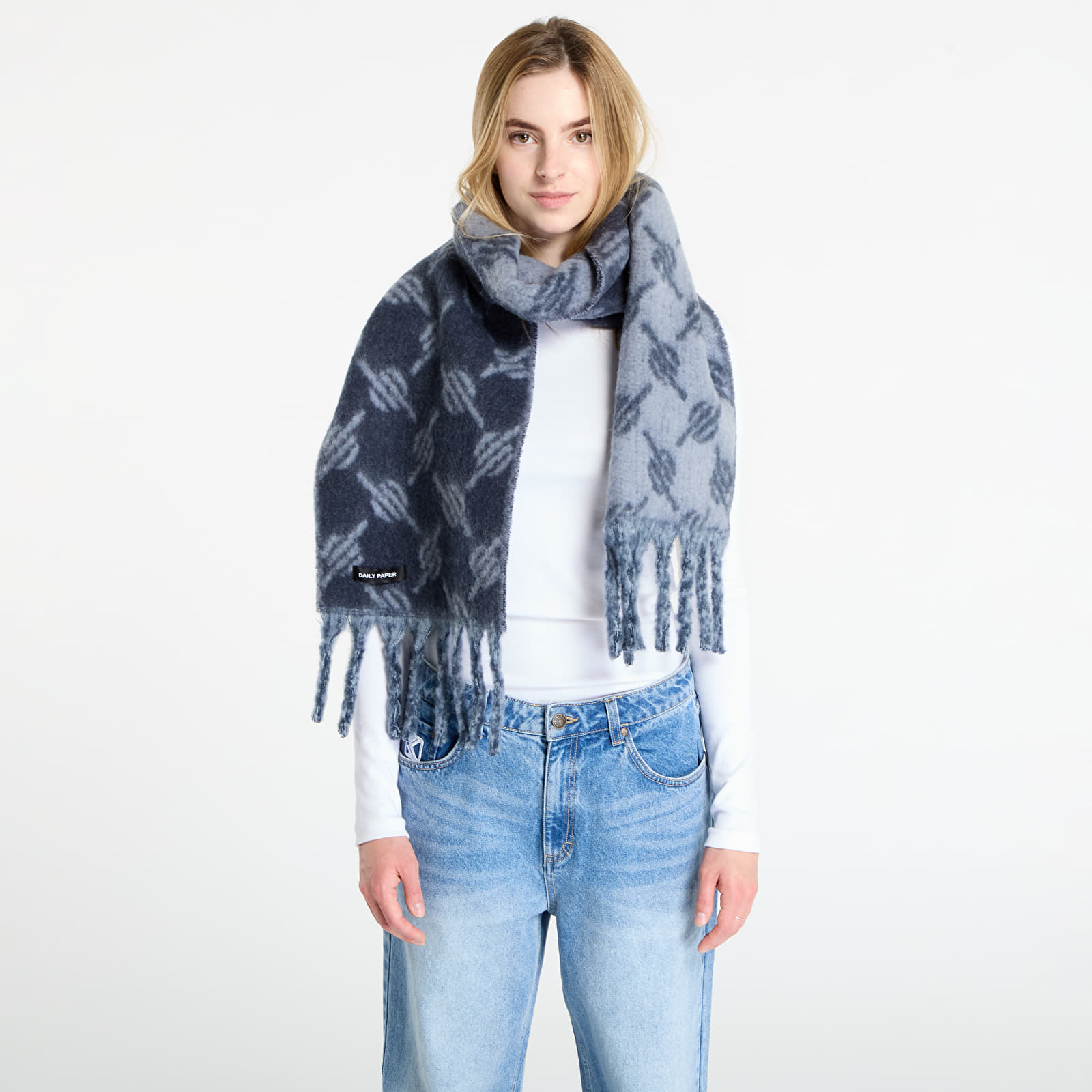 Men's scarves Daily Paper Riyo Monogram Scarf Sky Captain Blue