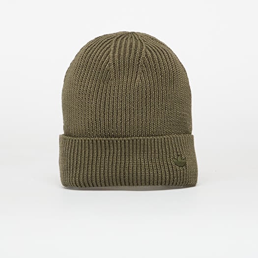 adidas Everyday Icons Beanie With Tonal Metal Trefoil Olive Strata